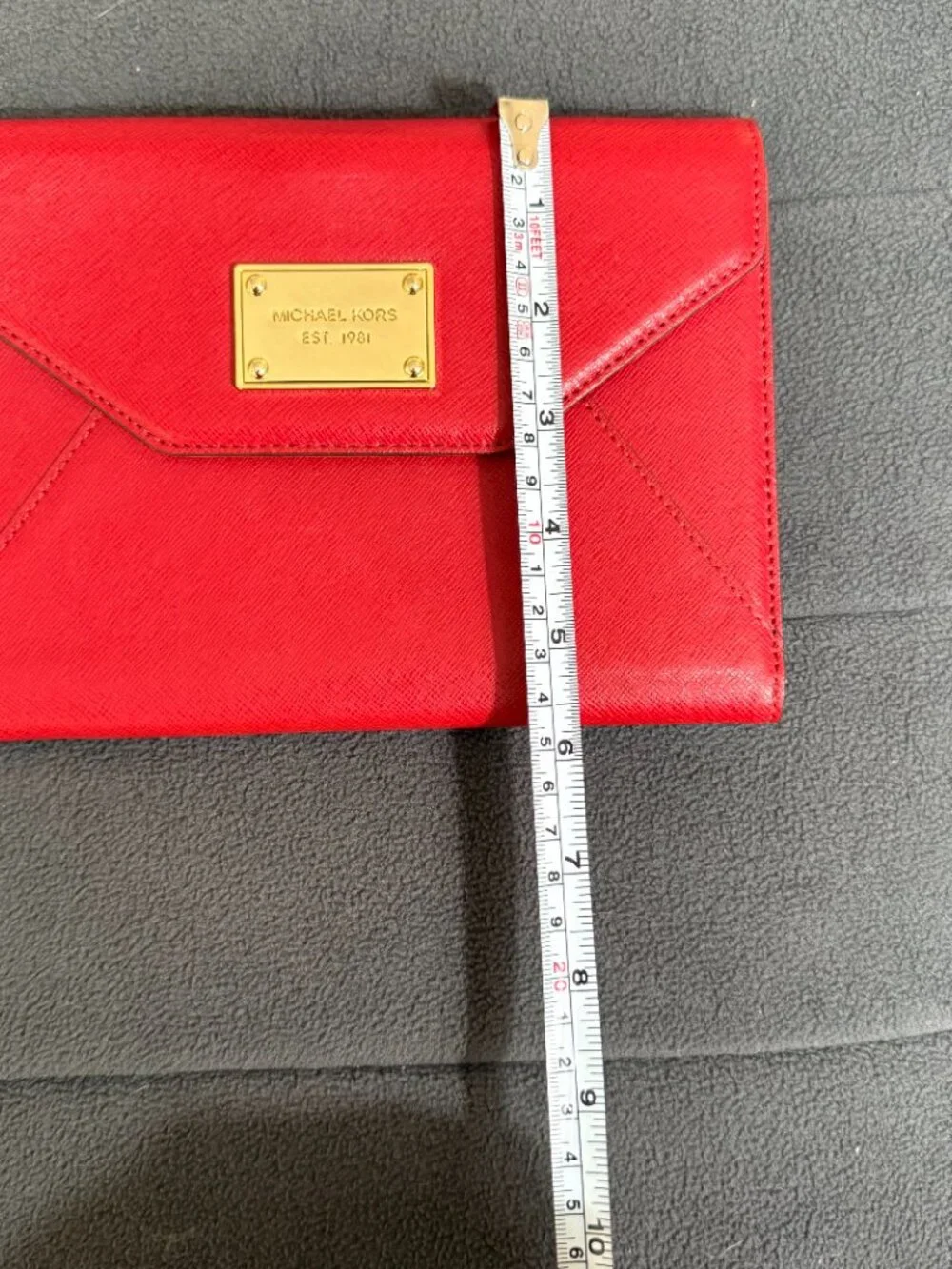 Michael Kors Red Saffiano Leather iPad Mini/ Tablet Clutch Folio Wallet Case